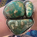 Vintage Native American Sterling Silver & Royston Turquoise Cuff Bracelet (B027)