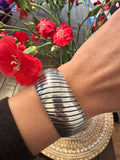 Vintage Navajo Harris Joe  Solid Sterling Silver Stamped Cuff Bracelet (B056)