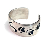 Vintage Sterling Silver Hopi Bear and Bear Paw Cuff Bracelet, 67 Grams