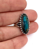 Sz. 5.5 Vintage Bell Trading Post Sterling Silver & Turquoise Ring (A036)