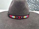 Leather Hat-band with Beaded Work, Adjustable, Cowgirl / Cowboy Hat Accessory