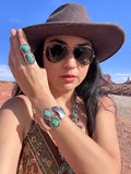 Vintage Navajo Sterling Silver Nevada Turquoise Squash Blossom Set