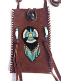 Small Handmade Medicine Leather Bag with Seed Bead Work