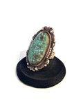 Navajo Bennie Ration Natural Turquoise And Sterling Silver Signed Ring, Sz 7.5